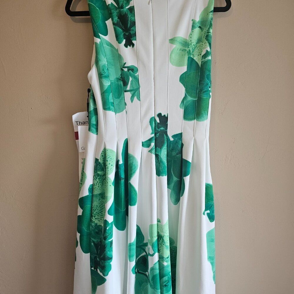 Calvin Klein white with floral pattern Print Sleeveless Women’s sz 8 Dress NWT - Picture 3 of 5